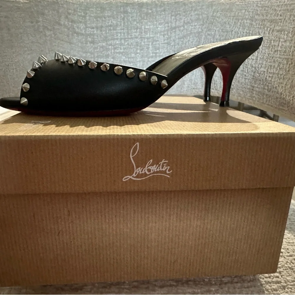 Christian Louboutin Black Studded Women's Shoes - Picture 3 of 6